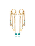 Brinco Maré Argola Fios Banho Ouro 18k Jade Madrepérola Zircônia