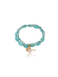 Pulseira Maré Duas Voltas Concha Cravejada Banho Ouro 18k Jade Zircônias
