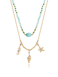 Colar Maré Duo Fundo Do Mar Banho Ouro 18k Jade Cristais