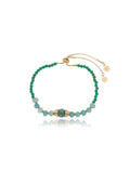 Pulseira Maré Ajustável Delicada Banho Ouro 18k Jade Cristal