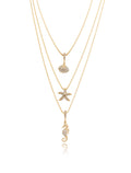Colar Maré Trio Fundo Do Mar Cravejado Banho Ouro 18k Zircônias