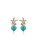 Brinco Maré Base Estrela Cravejada Banho Ouro 18k Jade Zircônias