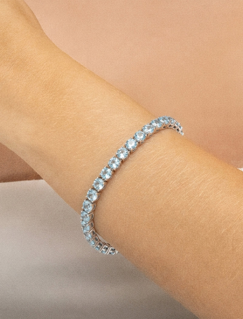 Pulseira Riviera Redonda Banho Ródio Cristais
