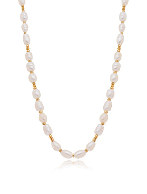 Colar Entremeios Dourados Banho Ouro 18k Pérolas De Água Doce