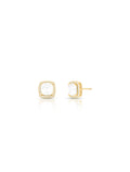 Brinco Quadrado Volta Cravejada Banho Ouro 18k Cristal