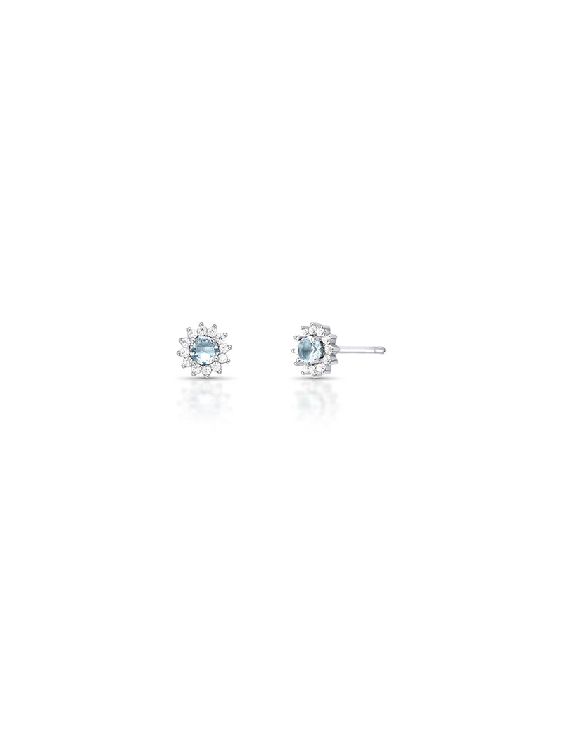 Brinco Flor Cravejada Banho Ródio Cristal Zircônias