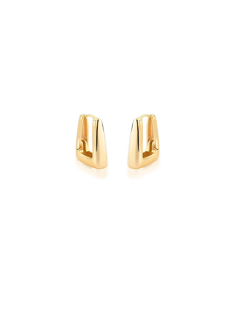 Brinco Argola Retangular Lisa Banho Ouro 18k