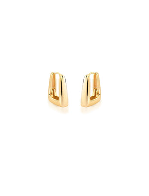 Brinco Argola Retangular Lisa Banho Ouro 18k