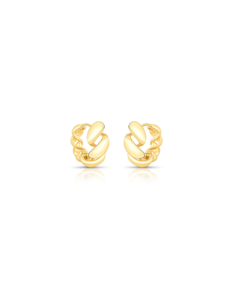Brinco Argola Elo Groumet Liso Banho Ouro 18k