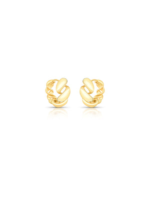 Brinco Argola Elo Groumet Liso Banho Ouro 18k