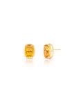 Brinco Oval Facetado Banho Ouro 18k Cristal
