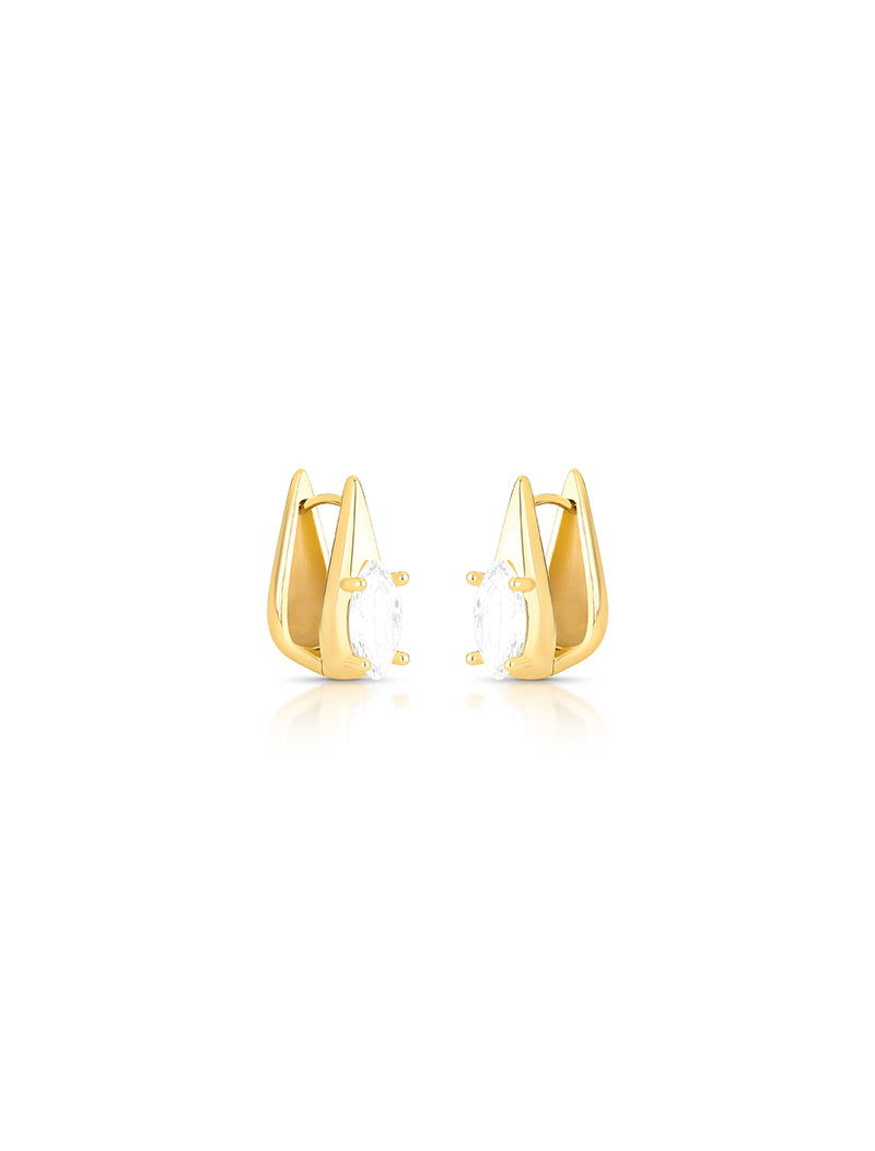 Brinco Argola Gota Banho Ouro 18k Cristal