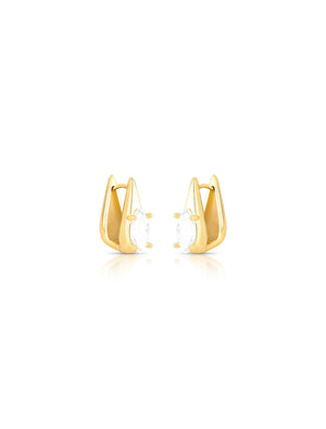 Brinco Argola Gota Banho Ouro 18k Cristal