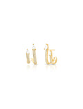 Brinco Curvo Cravejado Banho Ouro 18K