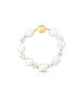 Pulseira Fecho Ímã Banho Ouro 18k Pérola Shell Barroca