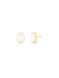 Brinco Oval Facetado Banho Ouro 18k Cristal