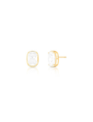Brinco Oval Facetado Banho Ouro 18k Cristal
