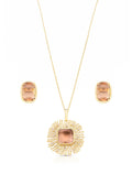 Conjunto Curvo Vazado Quadrado Banho Ouro 18K