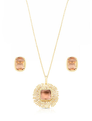 Conjunto Curvo Vazado Quadrado Banho Ouro 18K