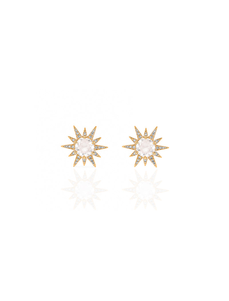 Brinco Estrela Cravejada Banho Ouro 18k Cristal Zircônias