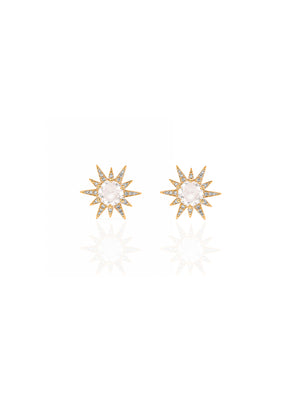Brinco Estrela Cravejada Banho Ouro 18k Cristal Zircônias