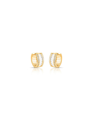 Brinco Argola Cravejada Baguetes Banho Ouro 18k Cristais Zircônias