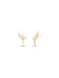 Brinco Earcuff Bolinhas Gota Banho Ouro 18k Zircônias