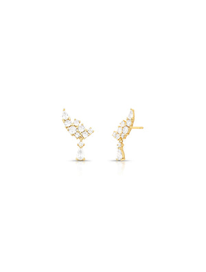Brinco Earcuff Bolinhas Gota Banho Ouro 18k Zircônias