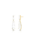 Brinco Pêndulo Gota Facetada Banho Ouro 18k Cristal