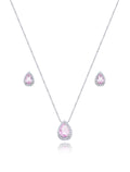 Conjunto Gota Cravejada Banho Ródio Cristal Zircônia