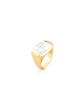 Anel Retangular Banho Ouro 18K Cristal