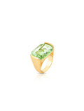 Anel Retangular Vazado Banho Ouro 18k Cristal