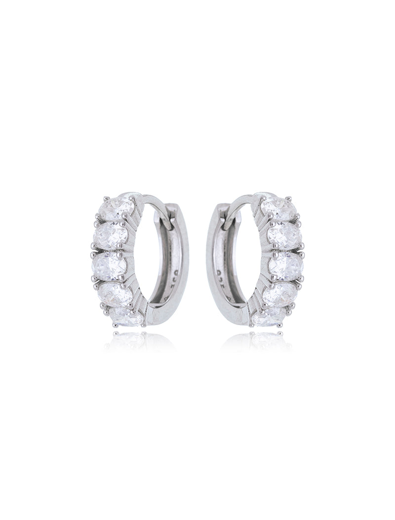 Brinco Argola Oval 3.4mm Prata 925 Moissanite