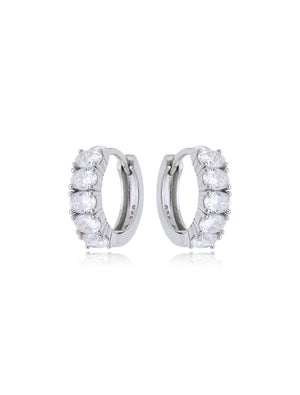 Brinco Argola Oval 3.4mm Prata 925 Moissanite