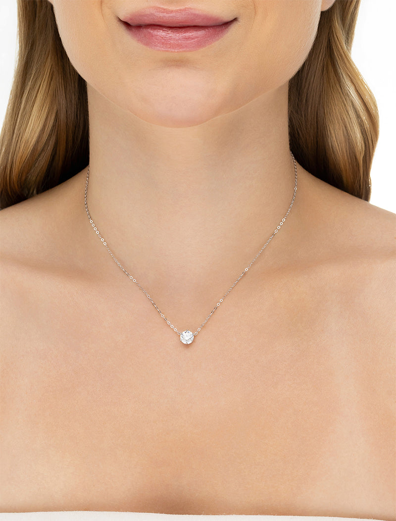 Colar Ponto de Luz 6.5 mm Prata 925 Moissanite