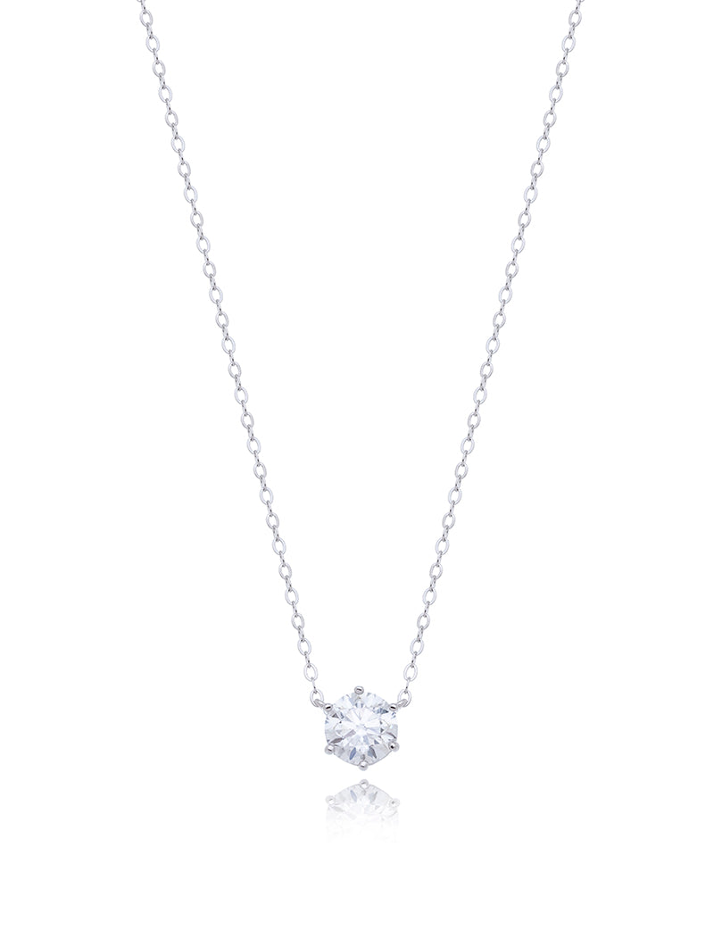 Colar Ponto de Luz 6.5 mm Prata 925 Moissanite