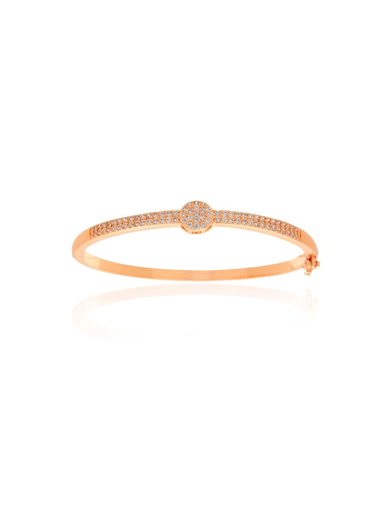Pulseira Bracelete Detalhe Círculo Cravejado Banho Dourado Zircônia