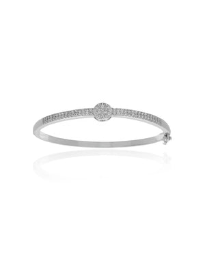 Pulseira Bracelete Detalhe Círculo Cravejado Banho Prateado Zircônia