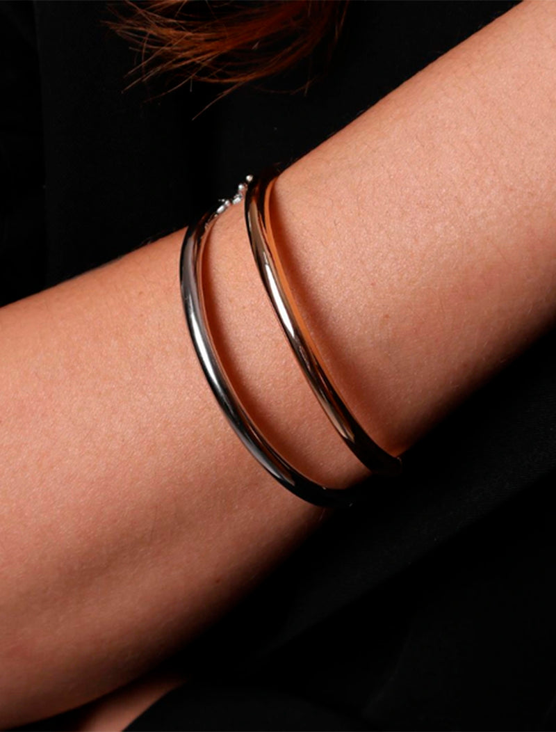 Pulseira Bracelete Fino Liso Banho Dourado