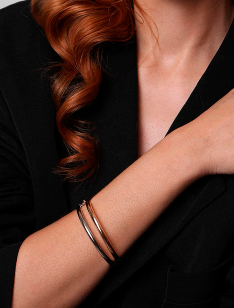 Pulseira Bracelete Fino Liso Banho Prateado