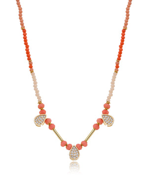 Colar Sunset Gotas Cravejadas Banho Ouro 18k Jade