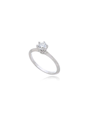 Anel Delicado Solitário 5mm Prata 925 Moissanite