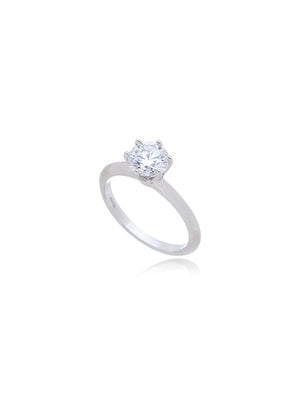 Anel Solitário Glam 6.5MM Prata 925 Moissanite