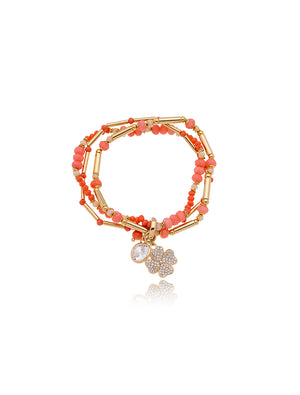Pulseira Silicone Sunset Voltas Trevo Cravejado Banho Ouro 18k Jade