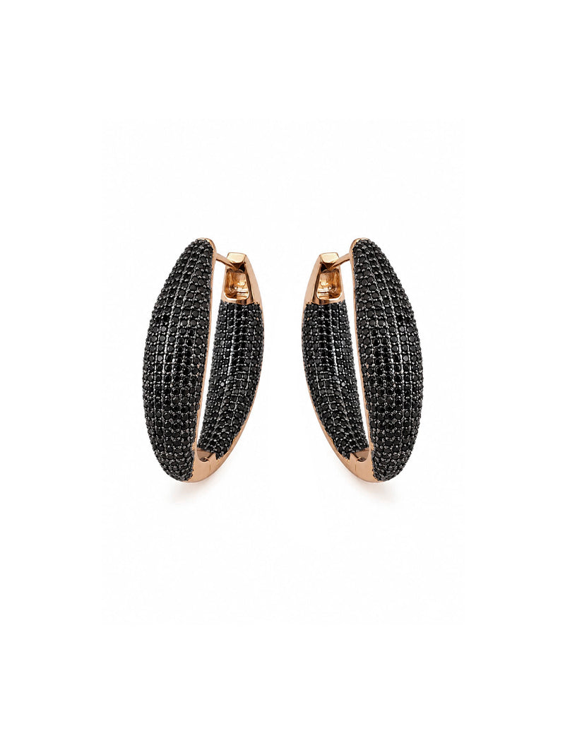 Brinco Argola Click Cravejado Banho Ouro 18K Zircônia