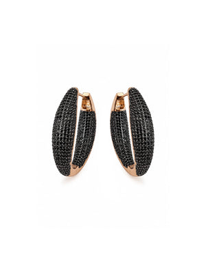 Brinco Argola Click Cravejado Banho Ouro 18K Zircônia