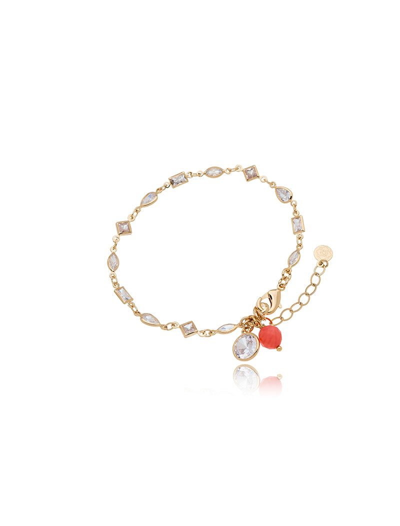 Pulseira Sunset Geométrica Banho Ouro 18k Zircônias Jade