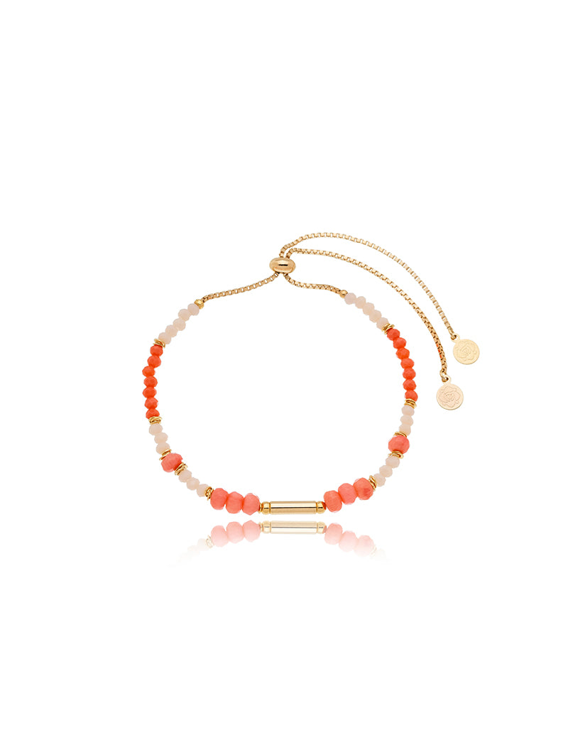 Pulseira Sunset Ajustável Banho Ouro 18k Jade Cristais