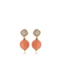 Brinco Sunset Base Cravejada Esfera Lisa Banho Ouro 18k