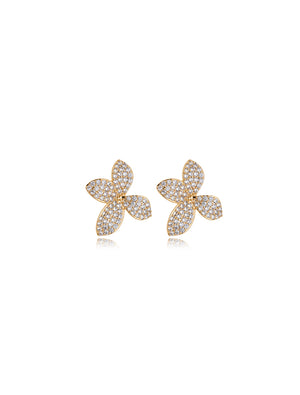 Brinco Sunset Flor De Lótus Cravejada Banho Ouro 18k Zircônias